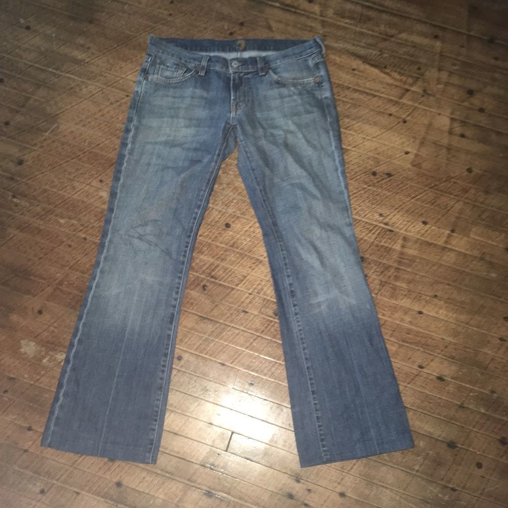 7 For All Mankind Women's Boot Cut Jeans in Medium Blue Wash - Picture 2 of 4